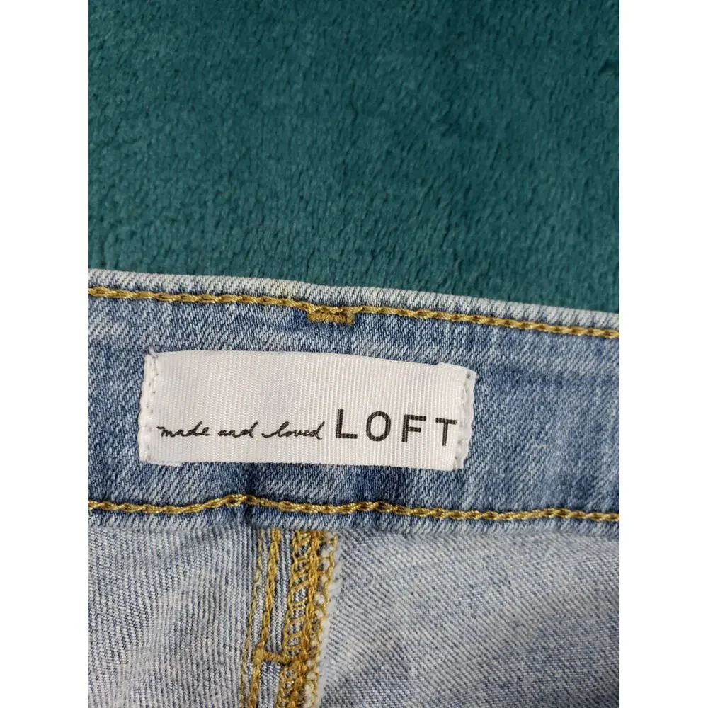 Loft Jeans Size 6 Women Blue Pants Denim Stretch Mid Rise Curvy Skinny Crop